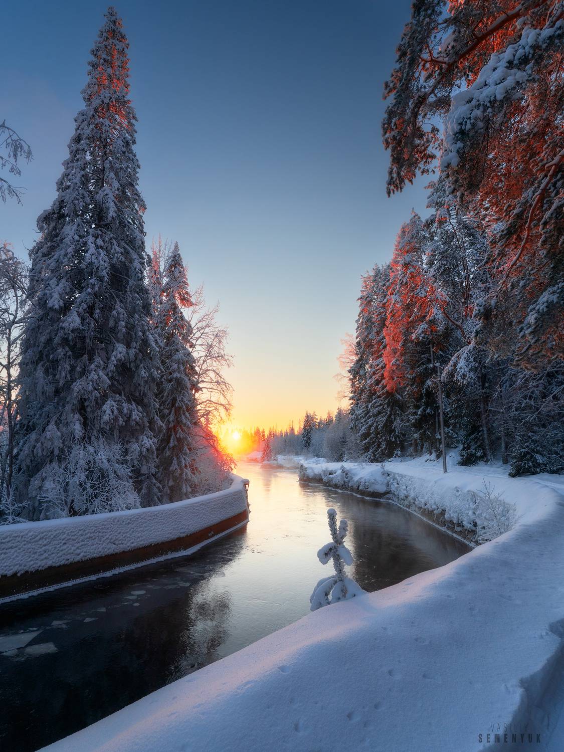 карелия, янисйоки, зима, мороз, гэс, река., Семенюк Василий