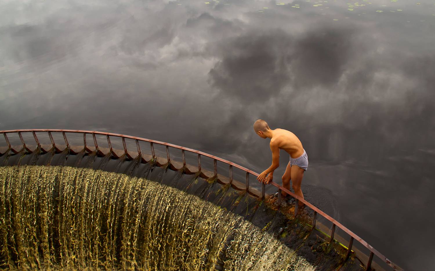 lake,dam, man,reflection, Eugenijus Rauduve