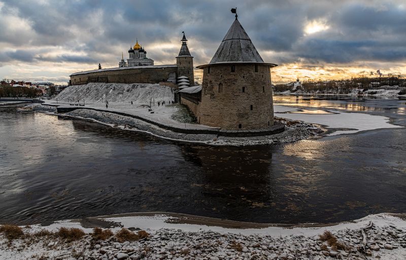 Псков, Зима, Кремль, Кром, Зима, Крепость Зимний Кром фото превью