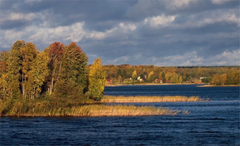 карелия, озеро, онежское, осень, сентябрь, берега, вода, облака Онежская осень фото превью