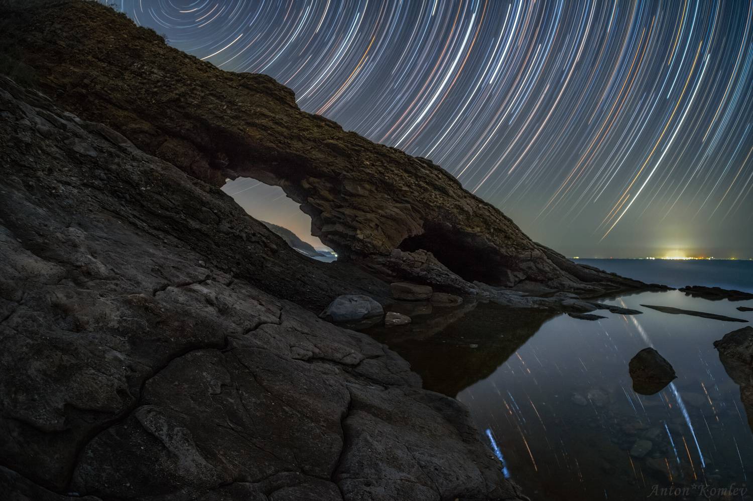 владивосток, приморье, ночь, треки, звезды, побережье, скалы, Комлев Антон