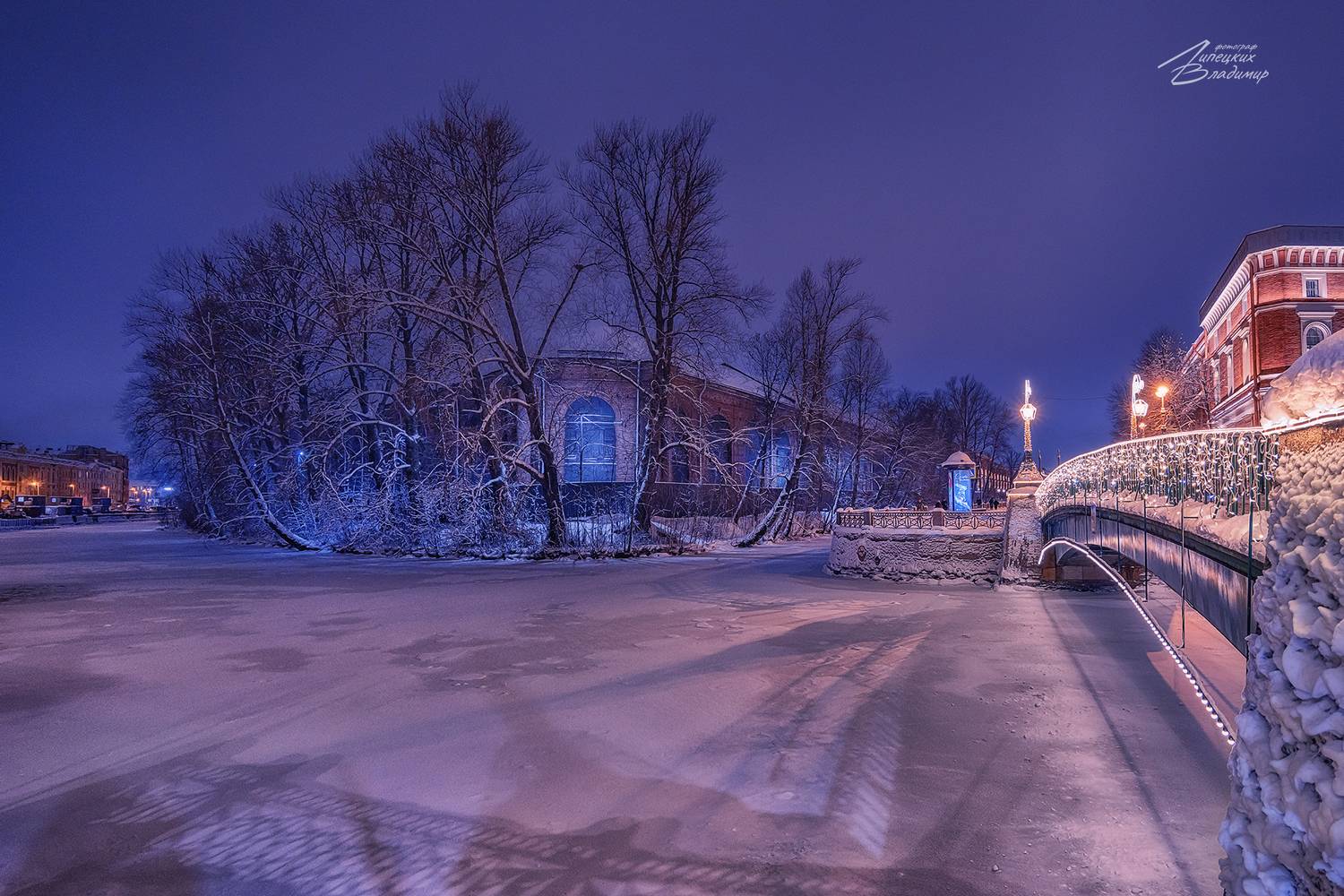 санкт-петербург, новый год, вечерняя подсветка, снег., Липецких Владимир