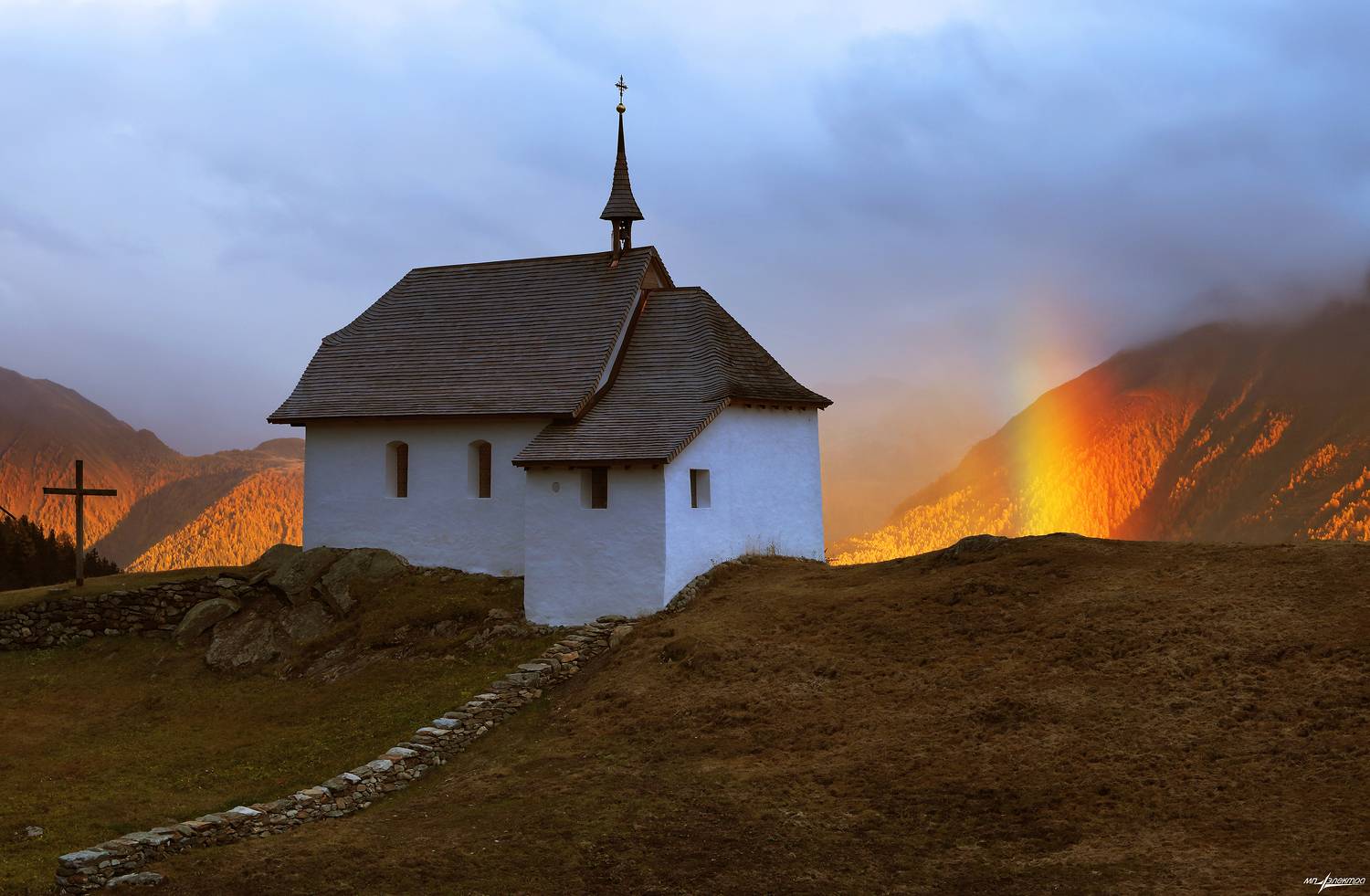swiss,швейцария,осень,радуга,вечер,горы,bettmeralp, Матвеев Николай