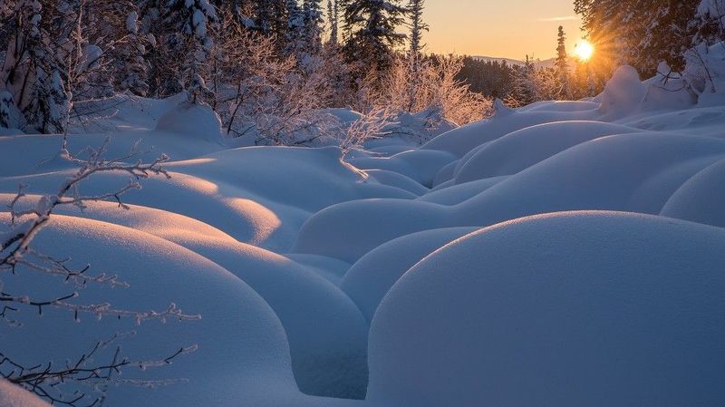 ергаки, ручей, светлый, птица, звездный, камни, валуны, снег, скалы, зима, кедры, сугробы, тени Вечерело фото превью