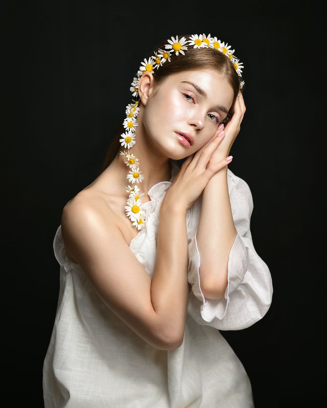 портрет, женский портрет, ромашки, арт-портрет Camomile фото превью