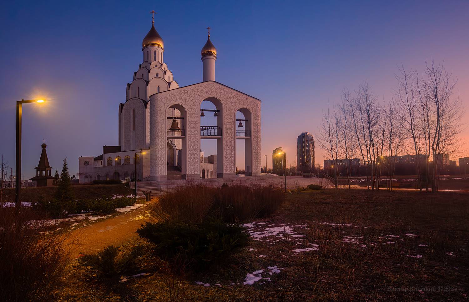 москва, вечер, зима, крещение, владимирский храм, звонница, Виктор Климкин