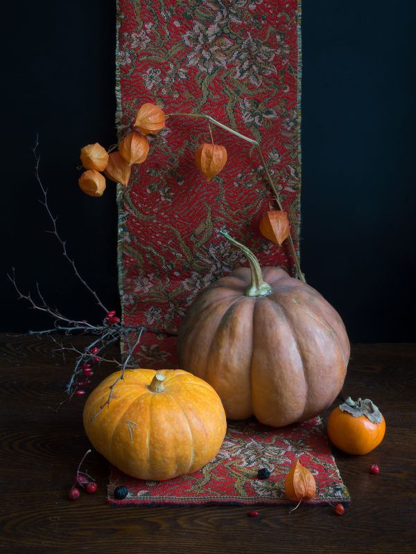 Две тыквы и физалис фото превью