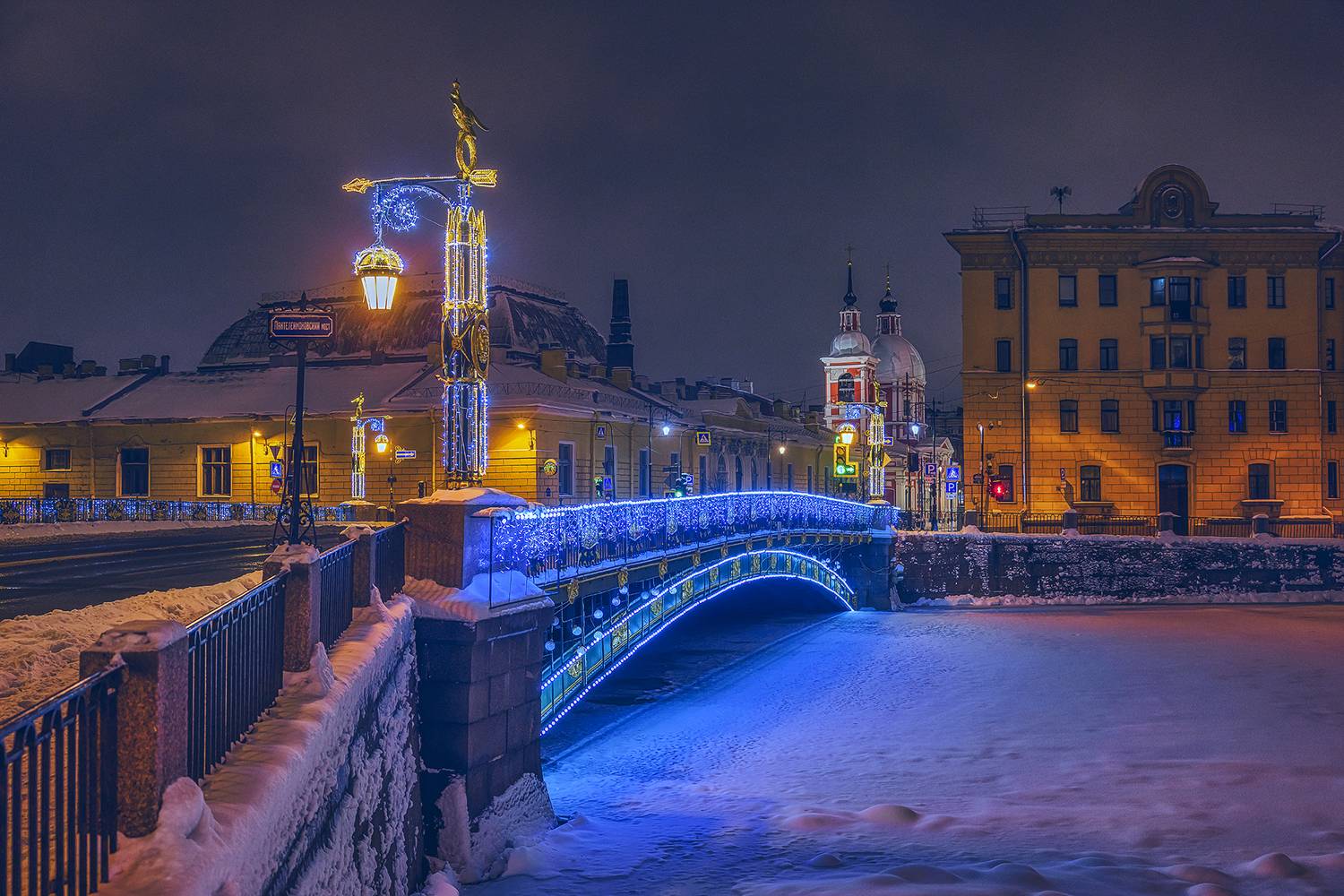санкт-петербург, новый год, вечерняя подсветка, снег., Липецких Владимир