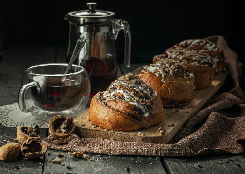 чай булоки с корицей Булочки с корицей и орехами фото превью