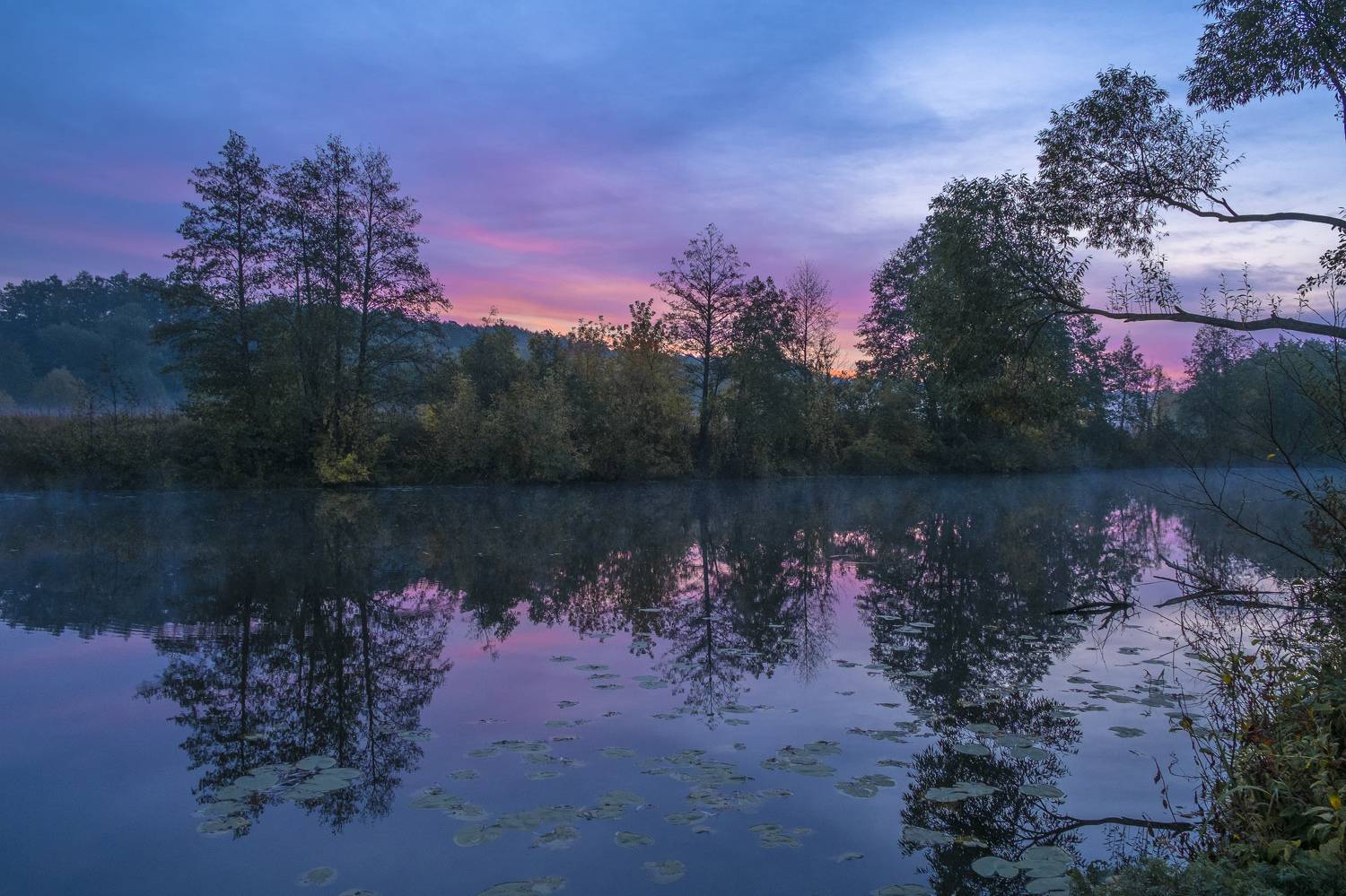 осень озеро рассвет облака отражение пейзаж природа, Александр Строков