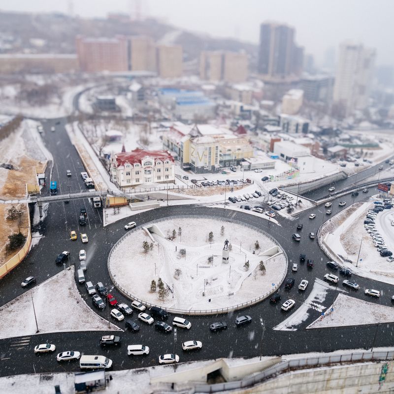 снег, город, владивосток, приморье, январь, аэросъемка День снега фото превью