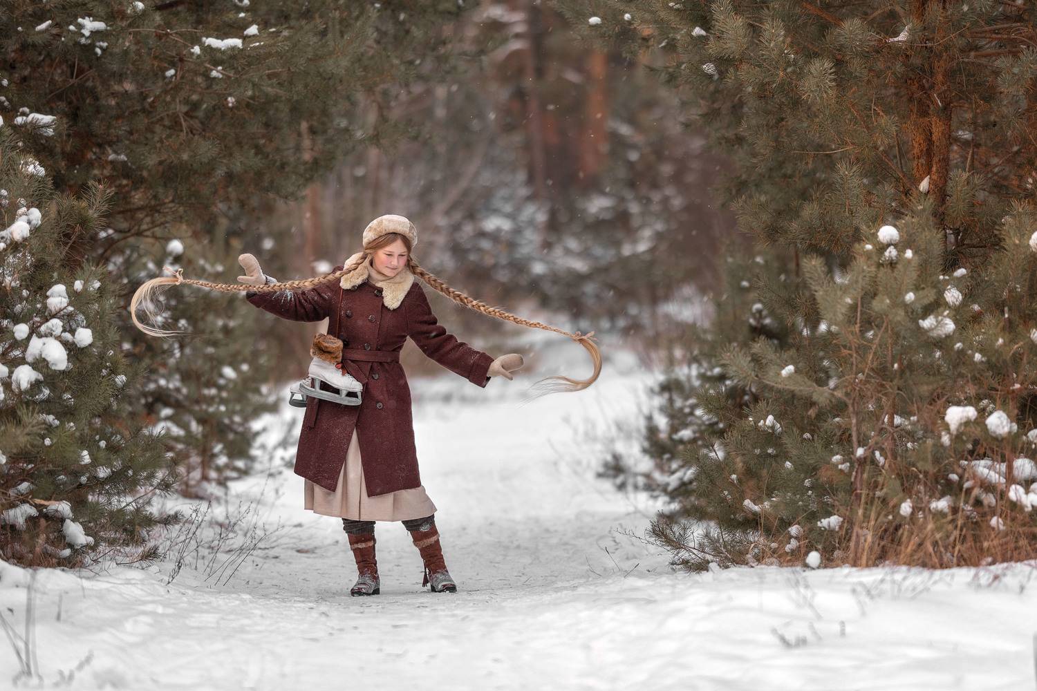 зима, девушка, постановка, ретро, винтаж, Елена Чернигина