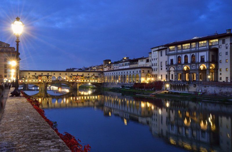 италия, флоренция, понте, веккьо, ночь, italy, florence, ponte, vecchio, night Прогулка по ночной Флоренции фото превью