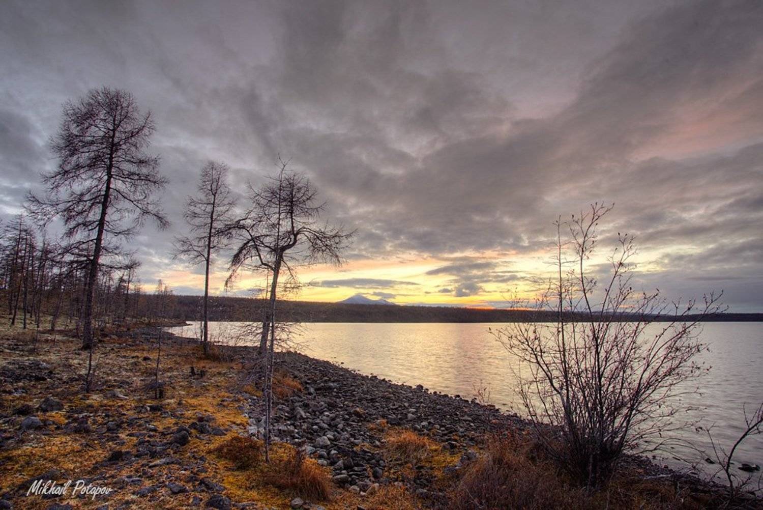 Горный пейзаж, Закат, Листопад, Облака, Оймякон, Осенний вечер, Хдр, Якутия, Mihail  Potapov