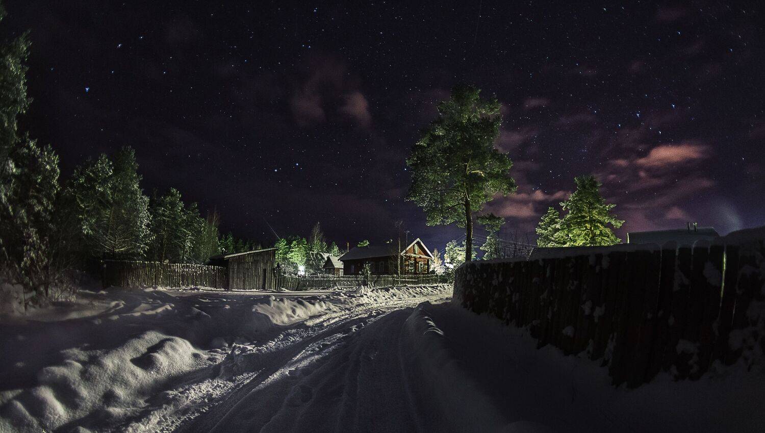 #ночь #звезды #облака #снег #зима #мороз #следы #дорога #лес #свет #пеленг, Татьяна Афиногенова