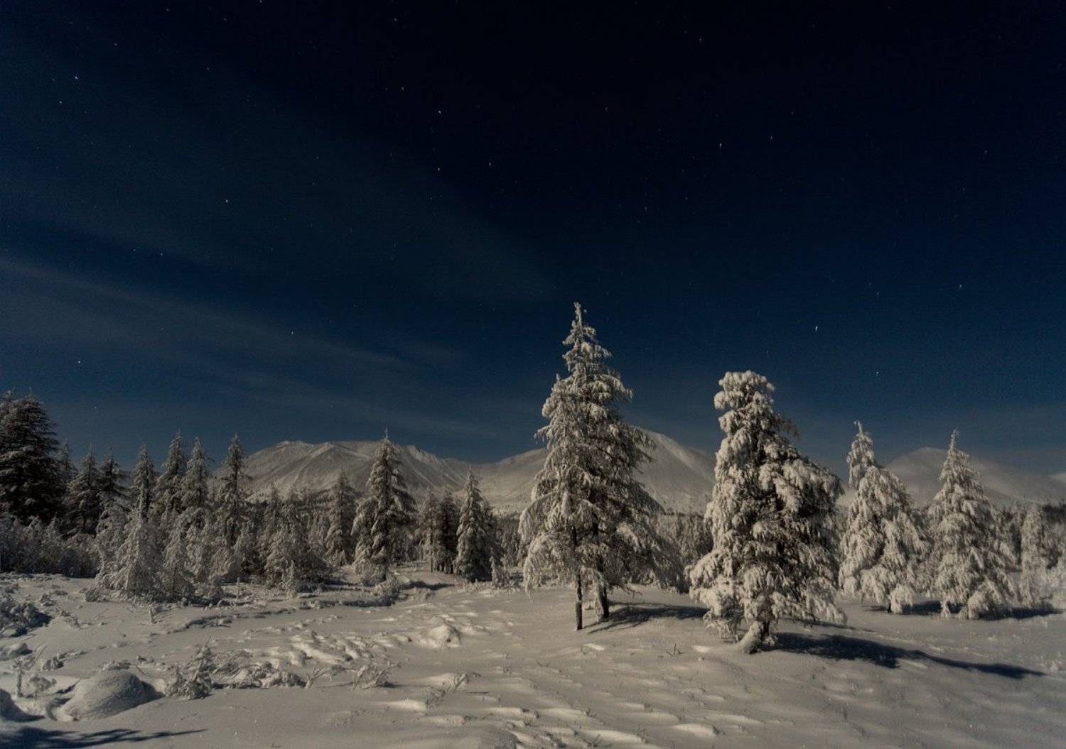Горы, Звезды, Зима в Якутии, Ночная фотосъемка, Оймякон, Природа, Якутия, Михаил Потапов