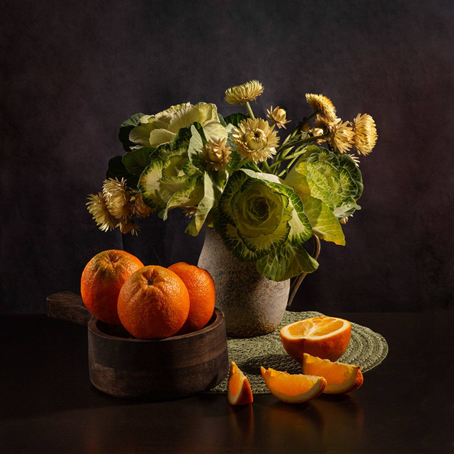 букет, кувшин, апельсины., Рут