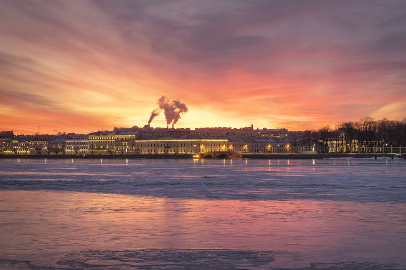 рассвет , санкт-петербург , нева , питер , золотой час Январский рассвет фото превью