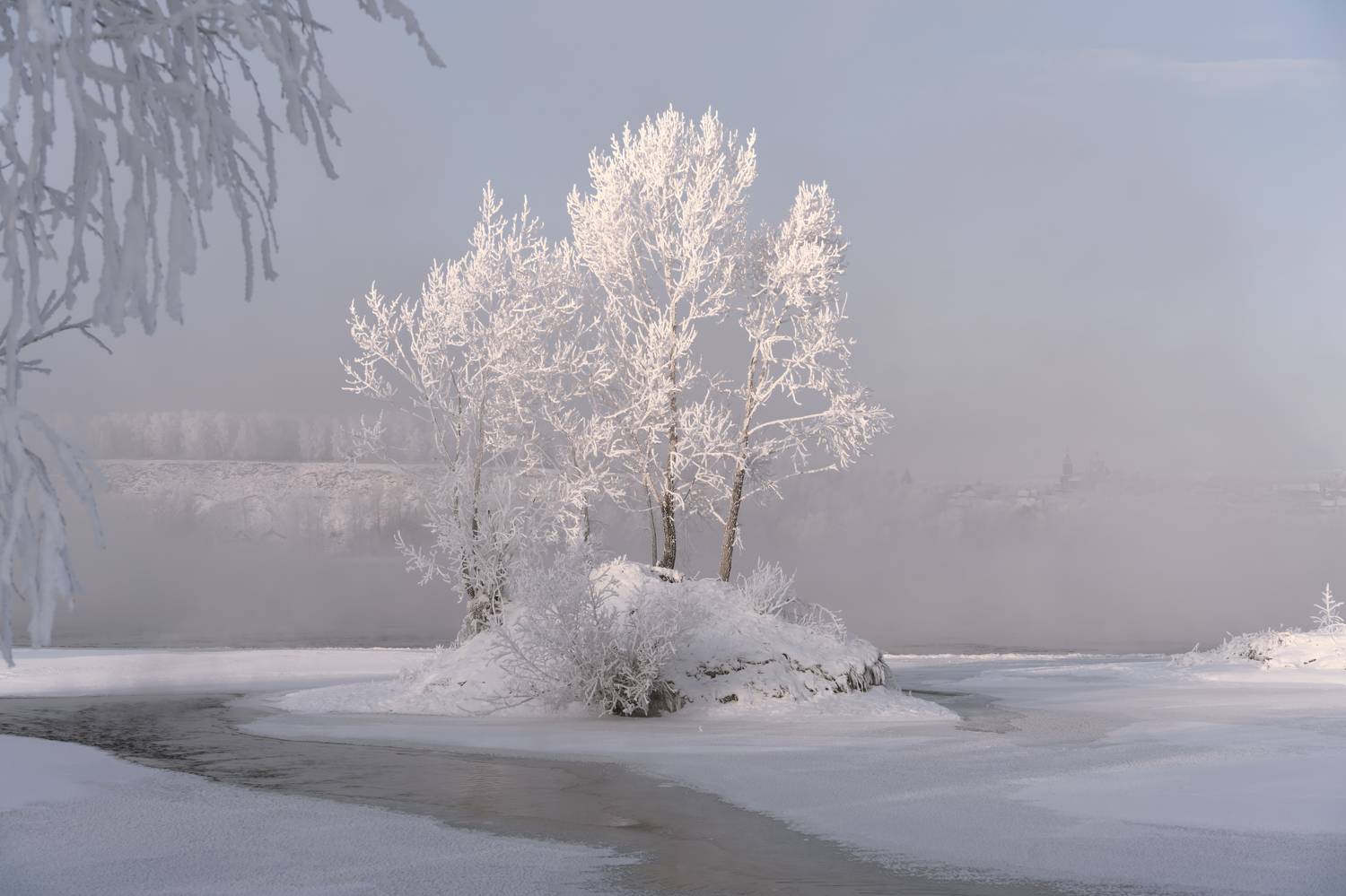 Туман, зима, Енисей, река, Дубровская Екатерина
