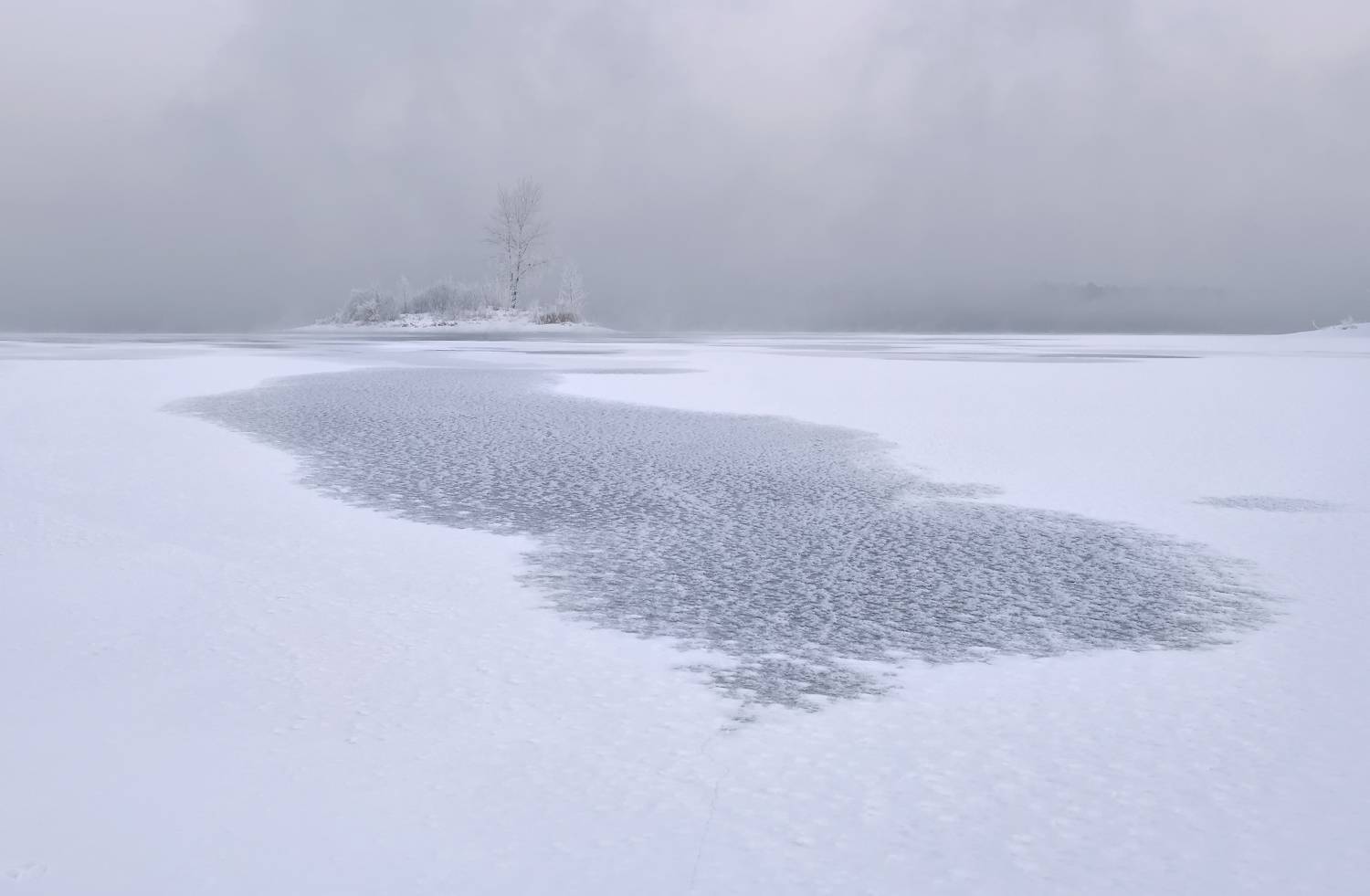 зима, мороз, островок, полынья, татышев, лед, тонкий лед,туман, изморозь, сибирь, Фомина Марина