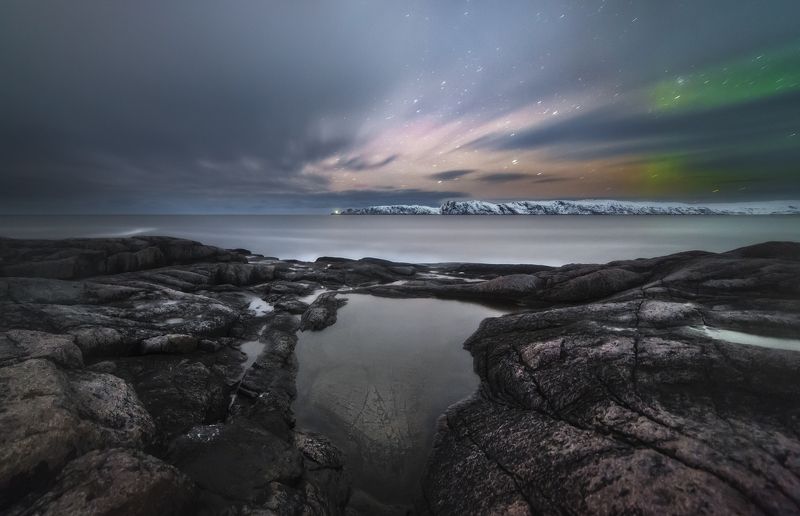 баренцево море, териберка Ночь на Баренцевом море. фото превью