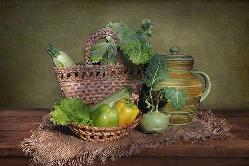 Натюрморт с зелеными овощами