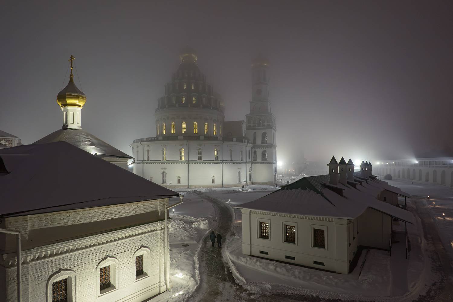 новый иерусалим, монастырь, зима, вечер, туман, Медведев Александр
