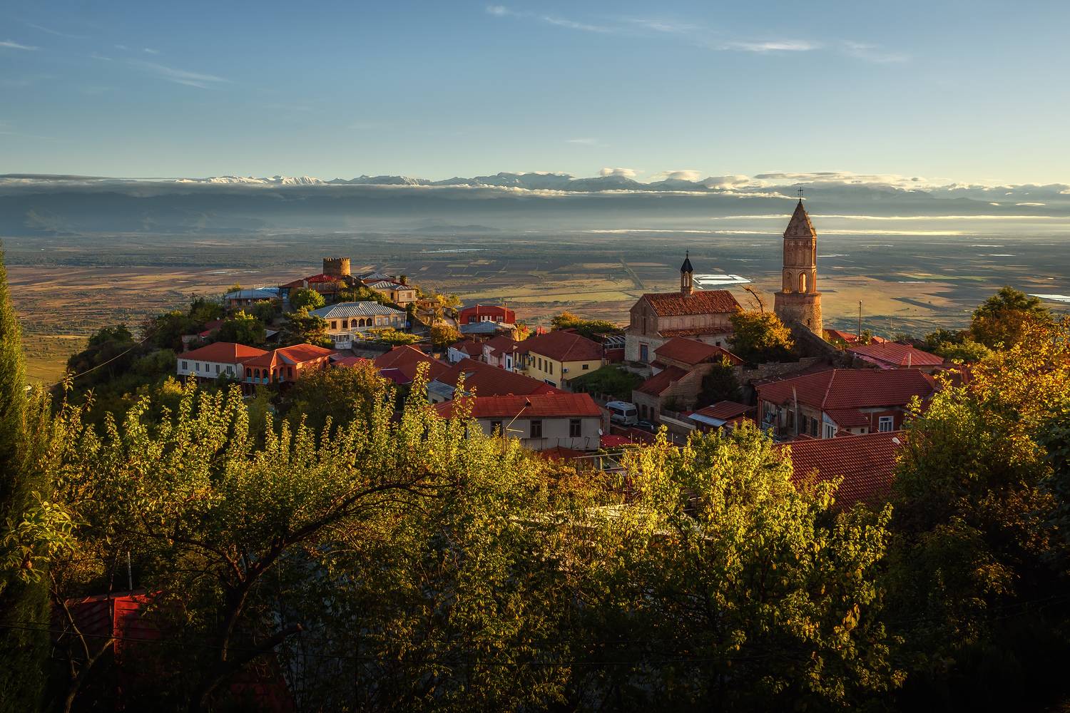кавказ, горы, грузия, georgia, сигнахи, sighnaghi, утро, архитектура, башня, кахетия, алазанская долина, Zakharov Armen