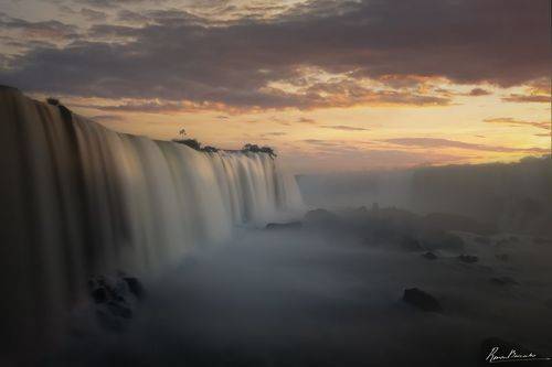 Iguazu Falls in sunset light