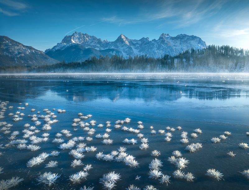 Germany, Bavaria, drone, aerial,  Ice Flowers фото превью