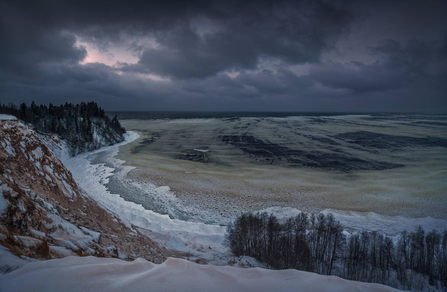 онего, онежское озеро, андома-гора, андома, январь, шторм, Олег Зверев