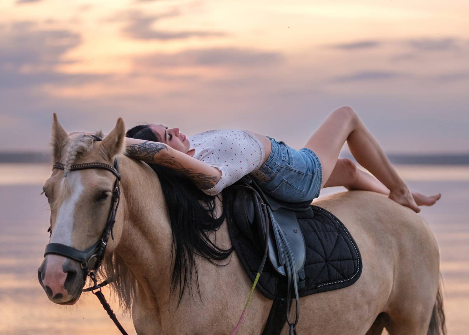 девушка, девушка на лошади, закат, девушка на закате, Наталья Максимова