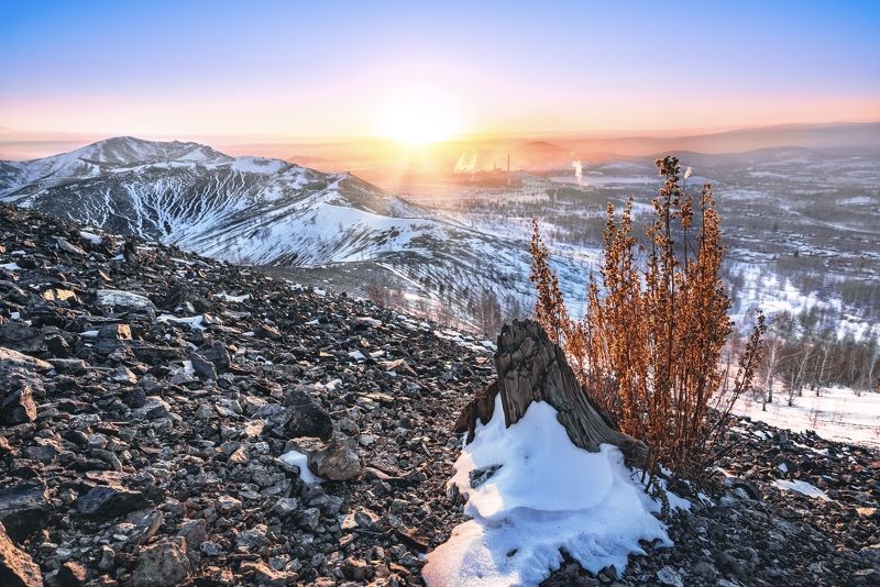 пейзаж, облака, природа, россия, закат, урал Закат на Золотой горе фото превью