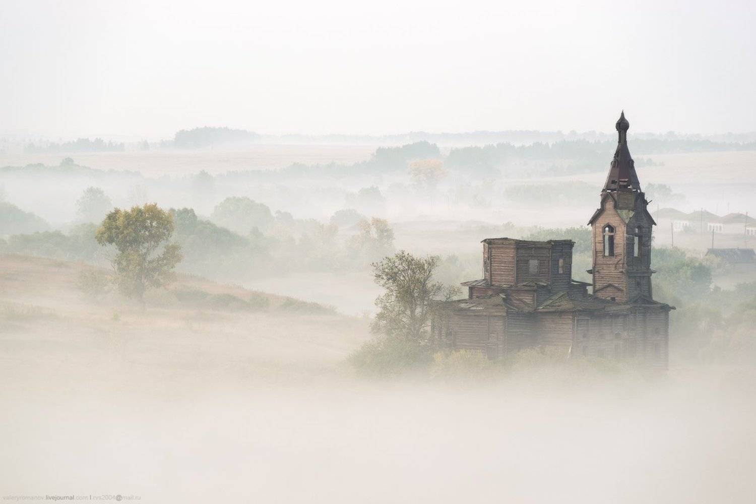 ульяновск, церковь, деревня, туман, рассвет, осень, белый, романов, ульяновск, Валерий Романов