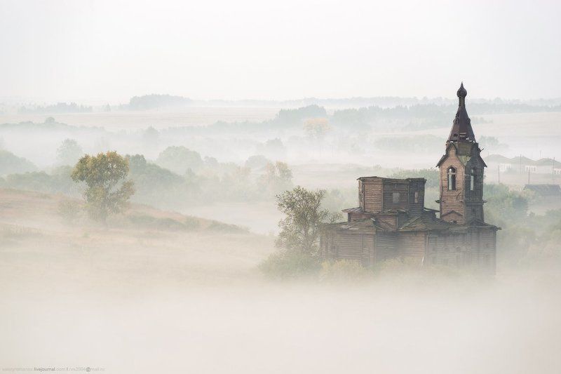 ульяновск, церковь, деревня, туман, рассвет, осень, белый, романов, ульяновск Кисельные берега фото превью