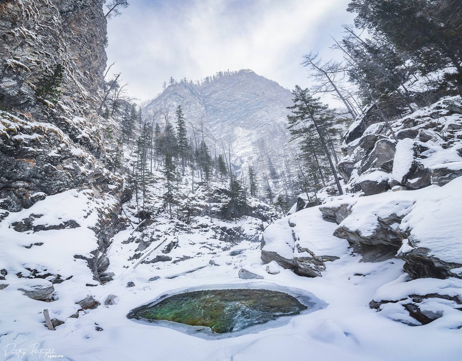 зима, горы, снег, вода, река, бурятия, аршан, скалы, Портных Дмитрий