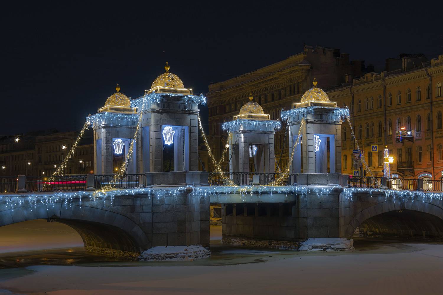 Мост, Мост Ломоносова, Петербург, город, огни, ночной город, Галина Дейнекина
