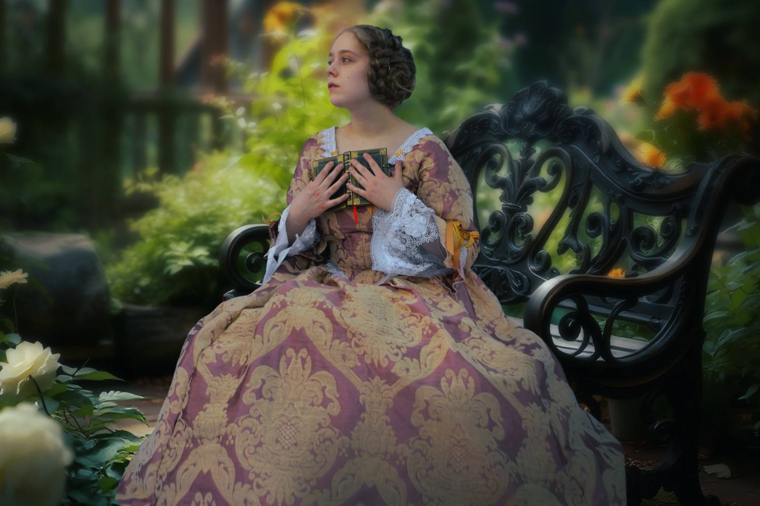 девушка, сад, книга, Sergii Vidov