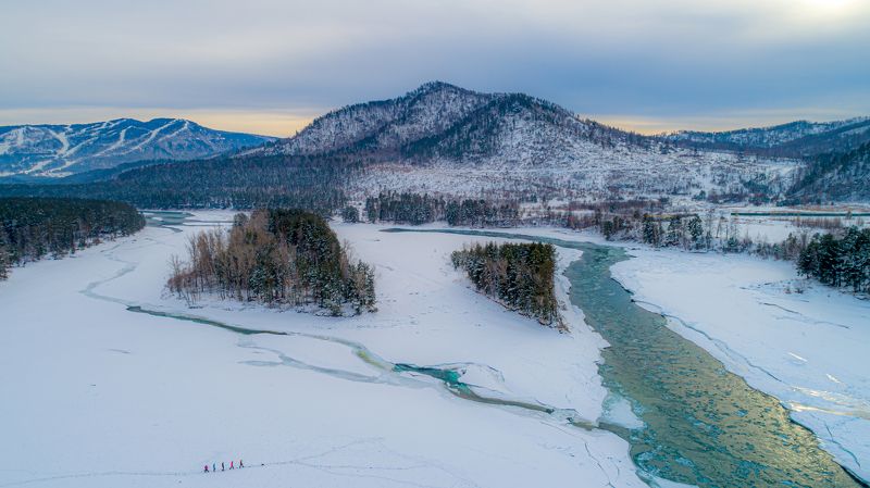 алтай, зима, катунь, горы Зимняя Катунь фото превью