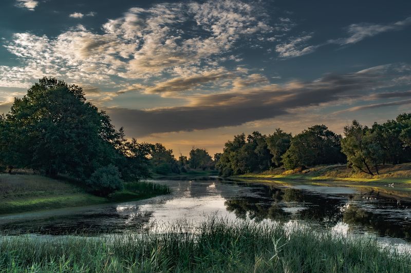 пейзаж,озеро,рассвет На озере фото превью