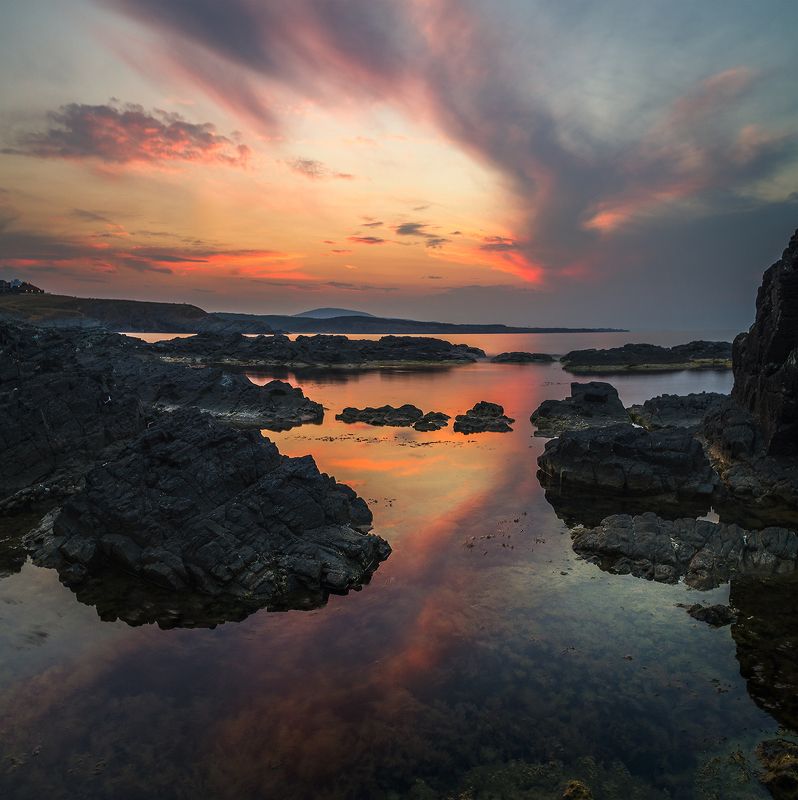 landscape nature seascape sunset rocks coastal coast beach sea seaside scenery waves Sunset on the Black Sea coast фото превью