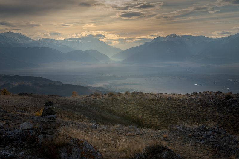 Курайская степь; Горный Алтай; Рассвет Рассвет в Курайской степи фото превью