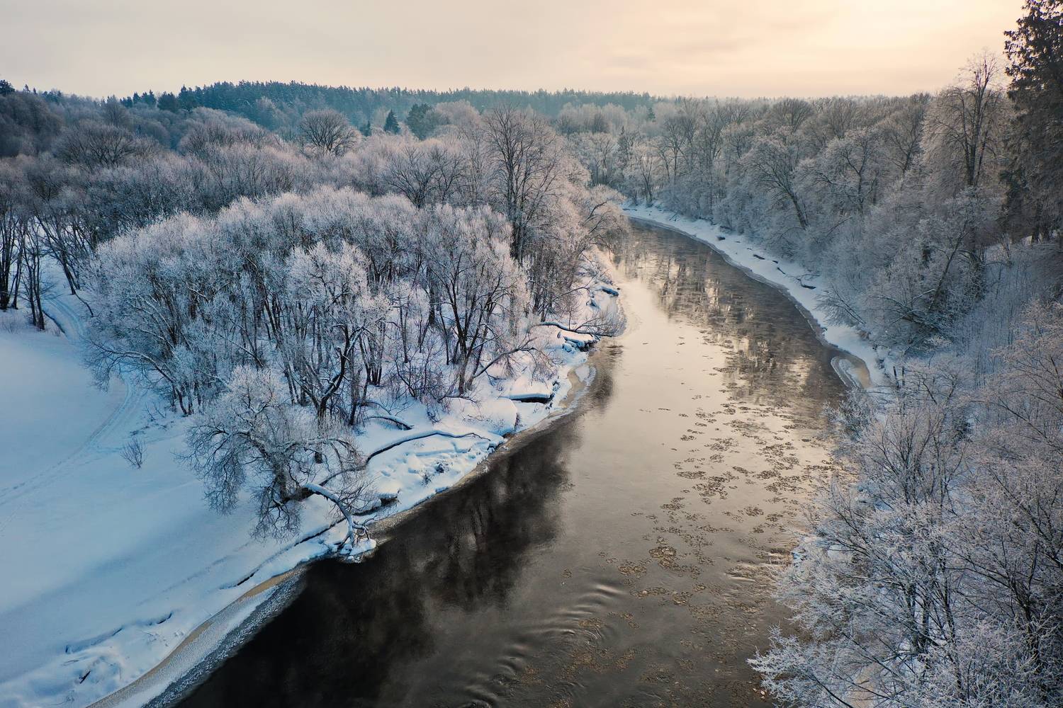 зима, река, снег, лёд, лучёса, витебск, беларусь, Виктор Гурков