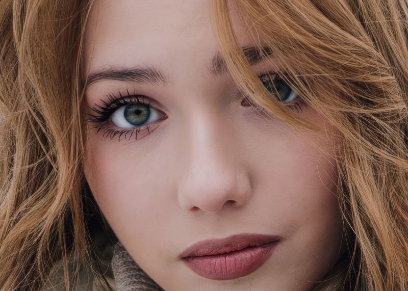 девушка, девушка зимой, голубые глаза, блондинка Блондинка фото превью