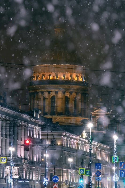 город, зима, петербург, городской пейзаж По ночным улицам родного города фото превью