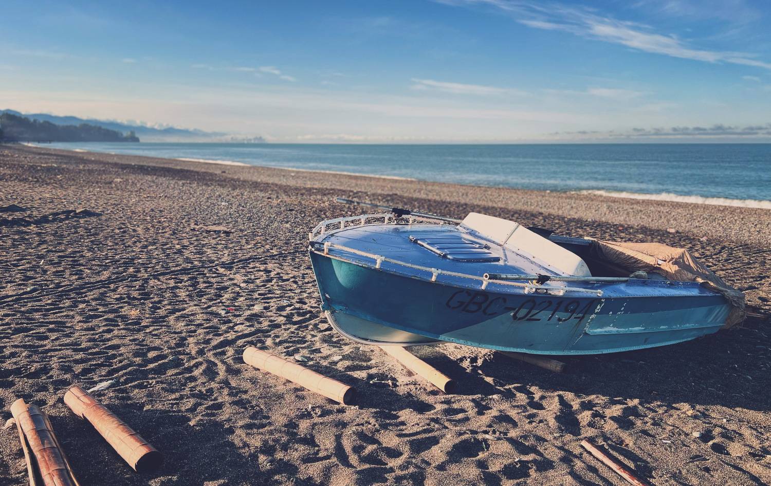 пляж, море, горизонт, небо, лодка, передний план, берег, Куликова Ирина