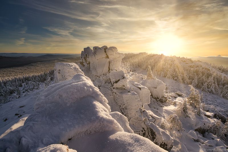 урал, пейзаж, горы, таганай, зима, солнце Магический горизонт фото превью
