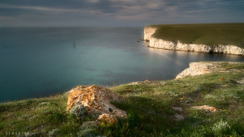 крым, джангуль, весна, море, скалы, тарханкут. Вечер на Джангуле фото превью