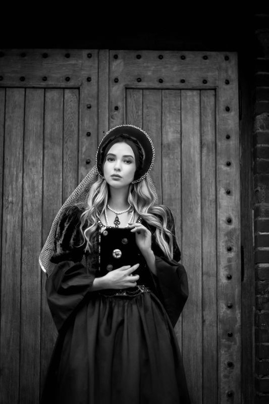 portrait, girl, model, woman, female, style, black and white, monochrome, light, dress White princess фото превью