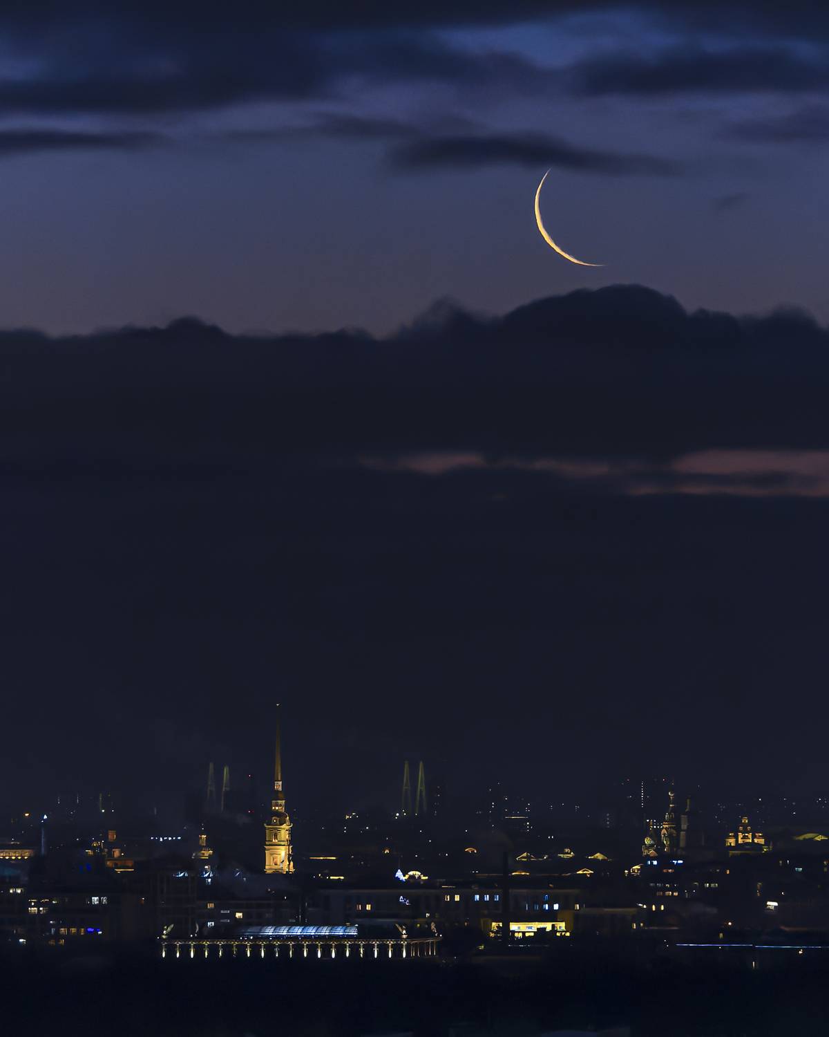 спб, петербург, месяц, осень, утро, петропавловка, ночной петербург, Руслан Pl